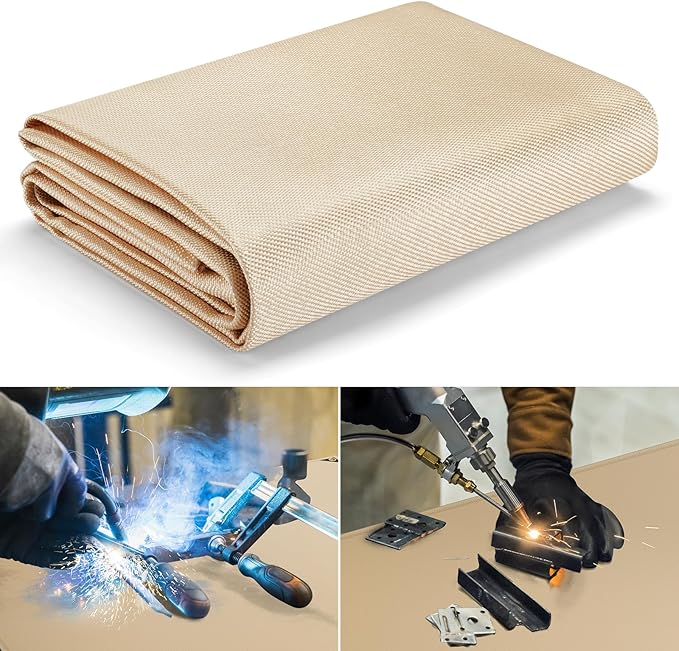 Heavy Duty Fiberglass Welding Blanket, Heat Resistant Blanket with Brass Grommets, Multi-Purpose Welding Mat for Grill, Smoker, Camping, Industrial Use (4x6 ft)