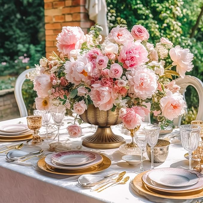 20 Pcs Vintage Gold Compote Vase for Centerpieces Compote Bowl 8'' Wide Vintage Decorative Antique Urn Planter Vase for Wedding Event Anniversary Party Indoor Outdoor Activity
