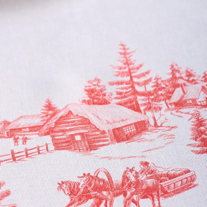 Maison d' Hermine Table Cloth Square Table 100% Cotton 60 x 60 Inches Fall Tablecloth Reusable Everyday Use for Thanksgiving Christmas Decorations Dining Farmhouse Party (Winter Jouy)