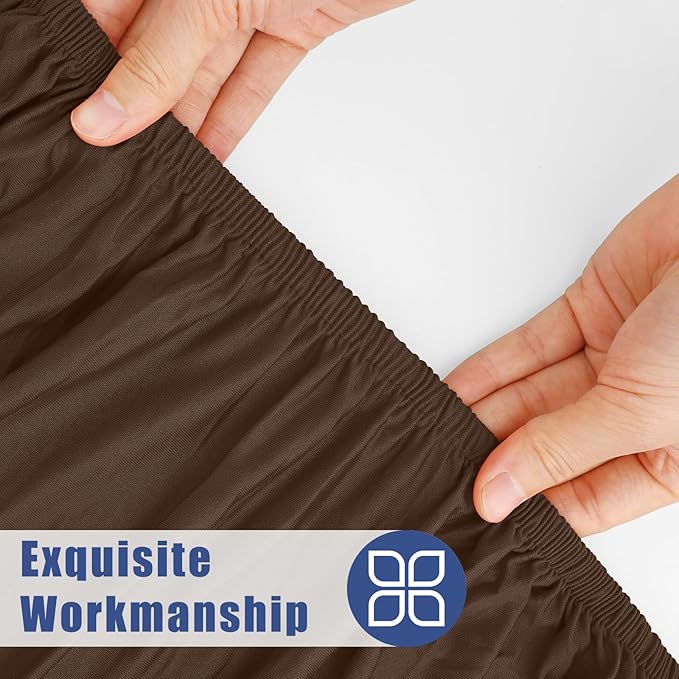 Round Spandex Tablecloth, Elastic Fitted Waterproof Tablecloths for 36"-44" Tables, Stretch Washable Picnic Table Cover for Camping, Dining, Indoor and Outdoor, Coffee