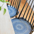 Homespice Denim Jute Braided Kitchen Chair Pads 15x15 Set of 2 - Vibrant Colors, Naturally Comforting & Reversible