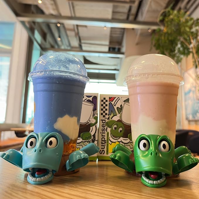 XYG Turtle Cup Holder Coaster with Liftable Limbs and Expressive Face for Home Decor, Car, 2 PC in Green Blue