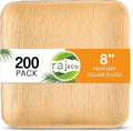 Raj Eco Compostable Palm Leaf Plates Like Bamboo Plates Disposable - 8 Inch Square 200 Plate, Natural wooden, Eco-Friendly, Fancy Biodegradable & Disposable Dessert Appetizer Wedding Plate