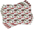 Ambesonne Shabby Flora Place Mats Set of 4, Country Style Floral Flower Roses Watercolor Image Art, Washable Fabric Placemats for Dining Table, Standard Size, Coral Maroon