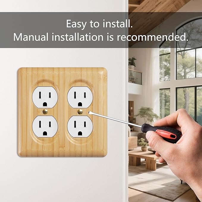 Bamboo Electrical Outlet Covers Duplex Receptacle Natural Wood Wall Plate Cover