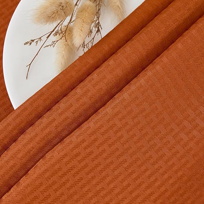 maxmill Rectangle Weaved Design Tablecloth Waterproof Spillproof Wrinkle Free Fall Table Cloth, Kitchen Dining Room Thanksgiving Decoration, Fabric Table Cover Halloween Party, 60 x 84 Inch, Rust