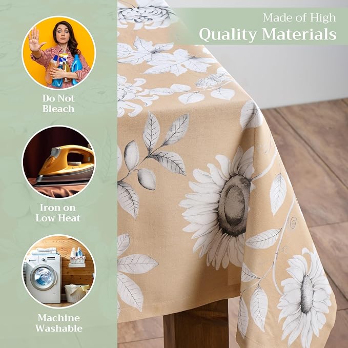 Maison d' Hermine Table Cloth Rectangle Table 100% Cotton 60 x 90 Inches Fall Tablecloth Reusable Everyday Use for Thanksgiving Christmas Decorations Dining Farmhouse Party (Pretty Autumn)