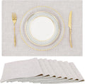 homing Cotton Linen Placemats Set of 8, Cloth Washable Farmhouse Dining Table Mats for Indoors & Outdoors, Easy to Clean, Neutral Beige, 13 x 19 Inch