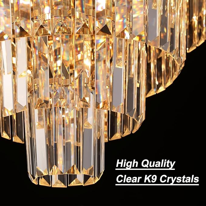Modern Crystal Chandelier for Living Dining Room Entryway Gold Round W31.5