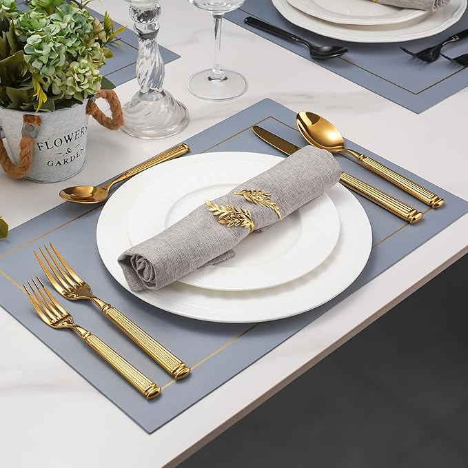 20-Piece Heavy Duty Gold Silverware Set for 4, 18/10 Stainless Steel Flatware Gold, Extra Thick Heavy Weight, Ideal for Wedding Gift