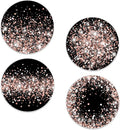 Drinks Coasters Set of 4, Sparkling Rose Gold Glitter Round 4" Cup Coasters, Absorbent Ceramic Stone Coasters with Cork Base, Cute Coasters for Table Home Décor, Ideal Gifts for Women Men