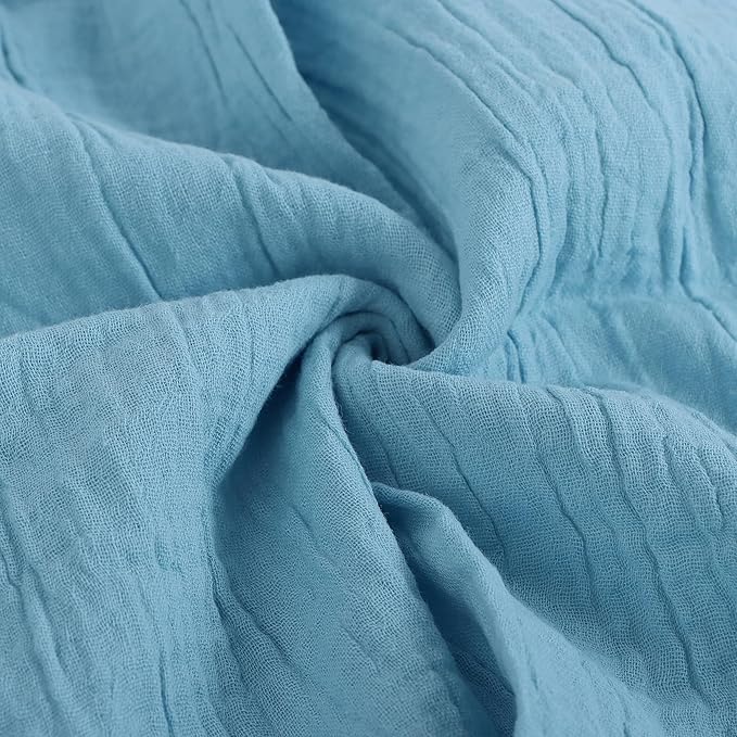 FINGERCRAFT Dinner Cloth Napkin Cotton Muslin Double Gauze 12 Pack with Classic Lace for Everyday Use, Wedding, Party, Christmas, Easter Napkins Cloth are Pre Shrunk and Good Absorbency Aqua Marine