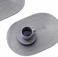FunWheat Oval Braided Placemats Set of 6 Table Mats for Dining Tables Washable Heat Resistant Place Mats for Indoor Outdoor Use 12 x18 Inch(Oval Light Grey, 6pcs)