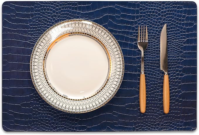 Set of 6 Faux Leather Placemats, PU Table Mats, Waterproof, Stain Resistant, Heat Resistant, Easy to Clean for Kitchen Dining Table,Conference Table