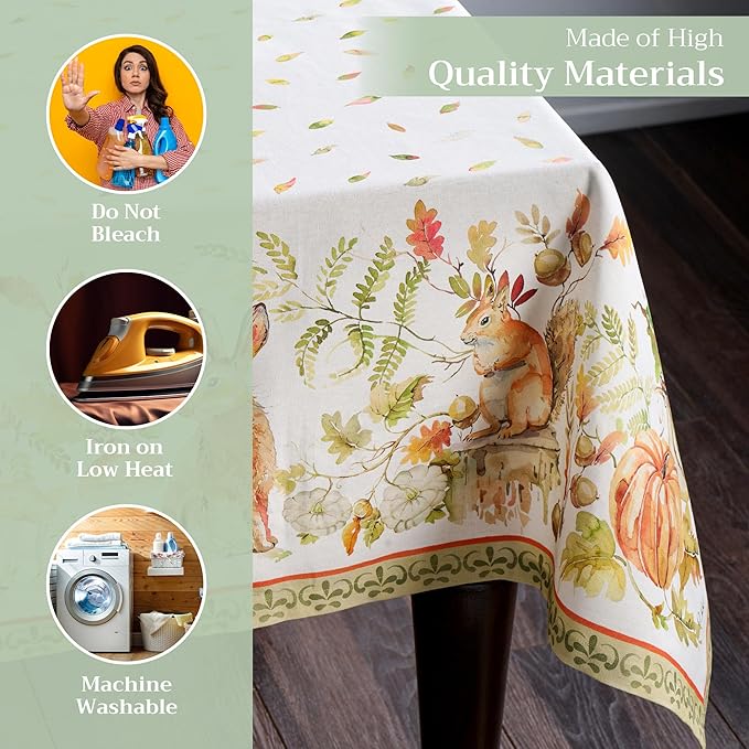 Maison d' Hermine Table Cloth Square Table 100% Cotton 54 x 54 Inches Fall Tablecloth Reusable Everyday Use for Thanksgiving Christmas Decorations Dining Farmhouse Party (Pumpkin Passion)