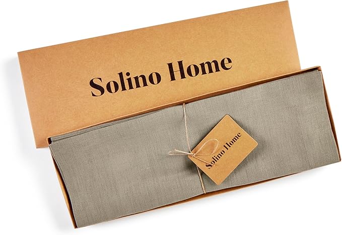 Solino Home Linen Placemats Set of 4 - Vintage Khaki Placemats 14 x 19 Inch - 100% Pure Linen Table Place Mats for Spring, Easter - Fete