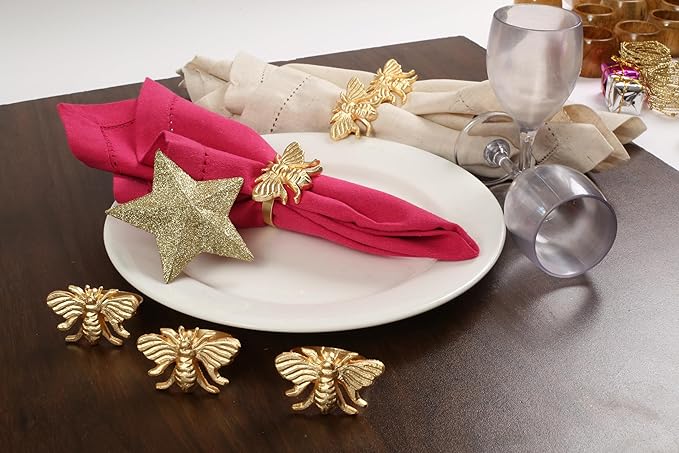 Lightnpro Gold Napkin Rings (Set of 12) - Coastal Christmas Table Decorations - Nautical Place Settings for Holiday Parties, Dinner, Kitchen & Home Dining - Perfect Wedding Ring Holder