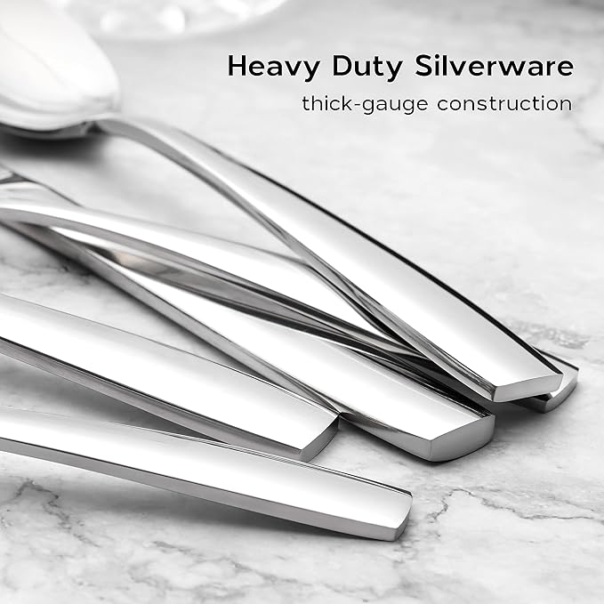 Onader 60 Piece Heavy Duty Silverware Set, Stainless Steel Flatware Cutlery Set for 12