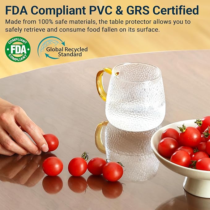Clear Table Cover Protector Rectangle 30 x 96 Inch, 1.5mm Transparent Plastic Table Protector Waterproof, Anti-Scratch Clear Desk Mat for Office Desktop Dresser Dining Table, FDA Compliant