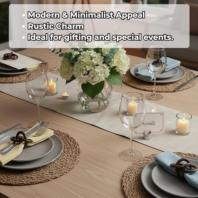 ALPHA Living HOME Wooden Napkin Rings Set of 12 - Natural Wood Napkin Holders for Table Decor, Rustic Wedding Decor, Farmhouse Dining Accessories, Handmade Round Napkin Rings (Brown)