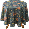 patdrea Designer Vintage Dark Blue Linen Round Tablecloth,French Rustic Floral Pattern Tablecloths,Decorative Table Cover Cloth for Kitchen,Dining,Tea Party,Home,Christmas,Diameter 67"