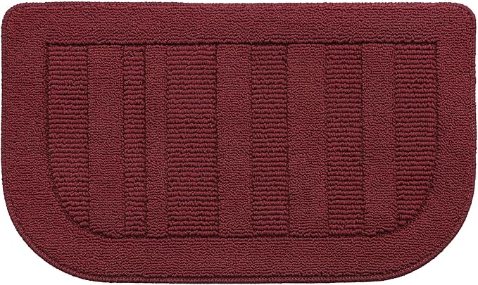 BEQHAUSE 30x18 Inch Kitchen Rug Mat Durable Kitchen Rugs Non-Slip Washable Absorbent Kitchen Mats for Floor Dirt-Resistant Semicircular Kitchen Mat (Red)