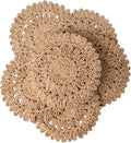 15" Set of 6 Round Corn Husk Placemats | Boho Woven Rattan Table Mats | Farmhouse Wicker Spring Plate Chargers Like Water Hyacinth, Seagrass for Wedding, Party, Christmas, Events