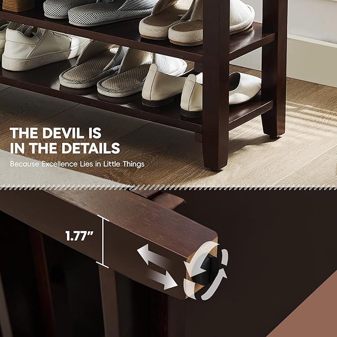 40" Shoe Bench with Leather Cushion, 2-Tier Shoe Rack Entryway Bench, Wood Bench for Front Door Entrance, Mudroom, Hallway, Wooden Shoe Shelves, Shoe Organizer, Shoe Storage, White