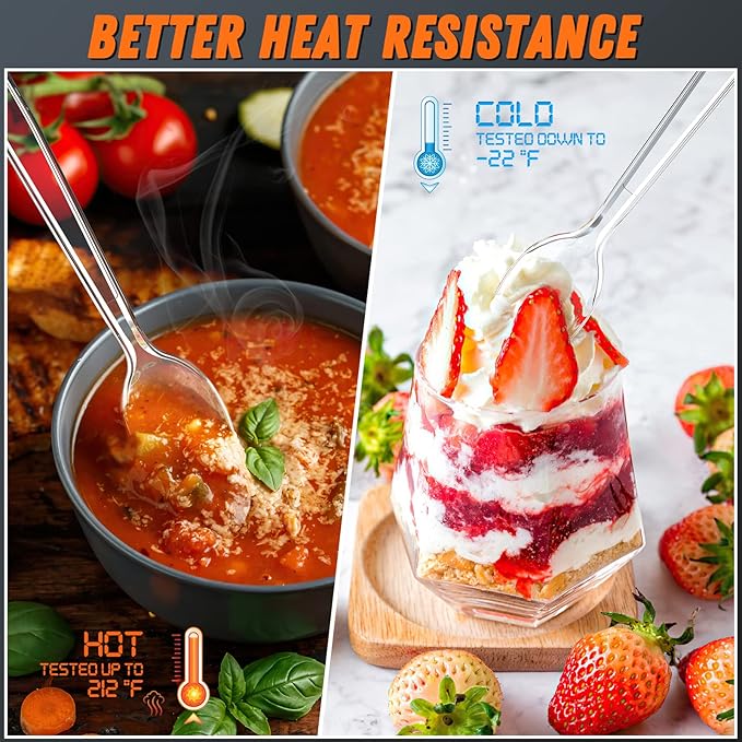 6.8" Clear Plastic Spoons Heavy Duty with Heat Resistant & BPA Free, Solid and Durable Plastic Cutlery, Premium Disposable Spoons for Party Supply(84 Count)