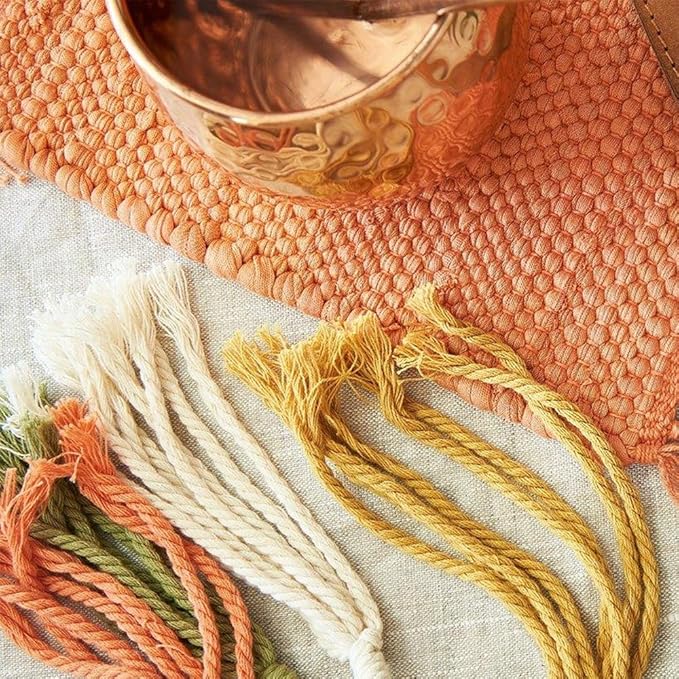 PILLOWPIA Handcrafted Chindi Rag Rug Hot Pad – 100% Cotton, Handwoven, Colorful & Eco-Friendly | Boho Kitchen Accessory for Table, Counter, or Serving Use - Pottery