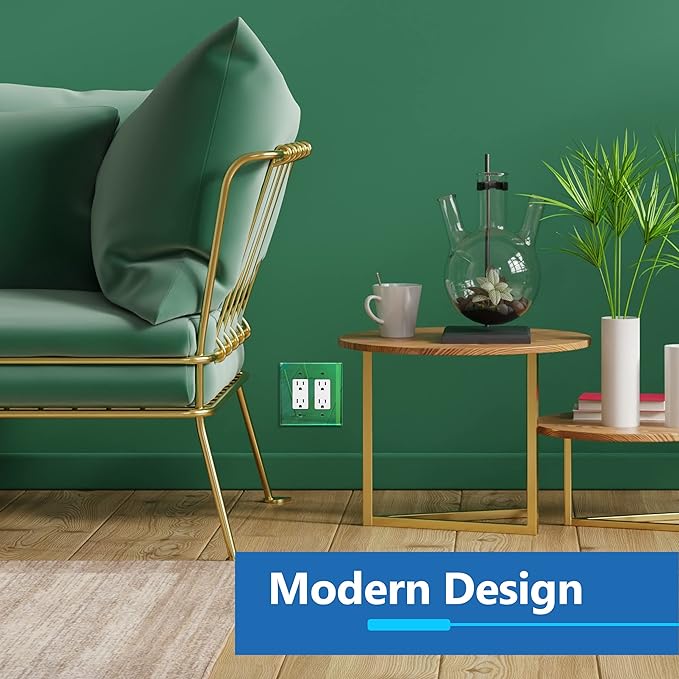 LIDER Double Decorator Wall Plate, Impact Resistant, Mirrored, Plexiglass Dual Outlet Cover or Light Switch Cover, Acrylic, Reflective Finish, Modern, Oversized 2-Gang 5.25" x 5.25", Green