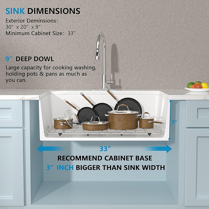 30 White Farm Sink - Fulorni 30"x20" Farmhouse Kitchen Sink Flat Apron Front White Ceramic Porcelain Fireclay Farmer Country Style Single Bowl Basin
