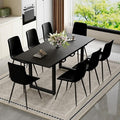 Extendable Dining Table Set for 8, 55"–71" Modern Black Kitchen Table with 8 Upholstered Chairs, Space-Saving for Living Room Apartment, Sturdy & Comfortable, Easy Assembly