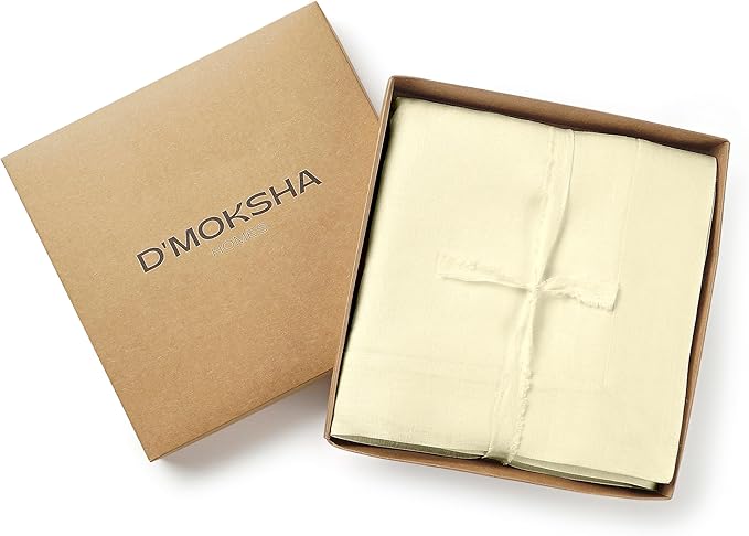 D'Moksha Homes Linen Cream Tablecloth 60 x 132 Inch - 100% Pure Linen Rectangular Tablecloth - Machine Washable Table Cloth for Spring, Easter
