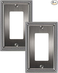 2-Pack Decorator Outlet Cover Plate, Pearls Decorative Switch Plates and Outlet Covers, Antique Silver Metal Wall Plates for Electrical Outlets