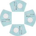 SHACOS Wedge Placemats Set of 4 Woven Vinyl Round Table Placemats Wipe Clean Round Table Mats Indoor Outdoor, Blue