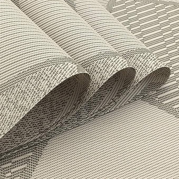 Gugrida Natural Placemats Woven Vinyl Non-Slip Insulation Heat Stain Resistant Washable Table Placemats Kitchen Dining Table Top Meal Mat Place Mats PVC Set of 6, Natural Wood Color