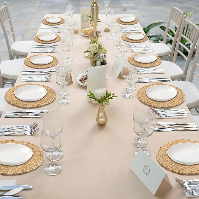 Kochorie Set of 36 Round Woven Placemats 13.5-Inch Natural Water Hyacinth Plant Placemats Hand-Woven Boho Rattan Placemat Wicker Weave Table Mats for Home Table Farmhouse