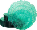 U-QE 60PCS Green Plastic Plates - Clear Plastic Plates Disposable Heavy Duty - Green Disposable Plates Include 30PCS 10inch & 30PCS 7inch for Party&Wedding