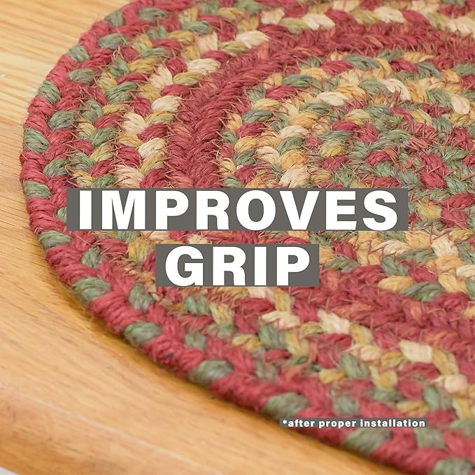 Homespice Cider Barn Jute Braided Stair Treads, Country Primitive Decor, Set of 13, Red 8x28 Oval Rug for Stairs - Easy to Clean, Tightly Stitched and Durable