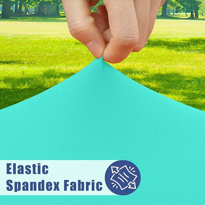 Round Spandex Tablecloth, Elastic Fitted Waterproof Tablecloths for 57"-68" Tables, Stretch Washable Picnic Table Cover for Camping, Dining, Indoor and Outdoor,Aqua Blue