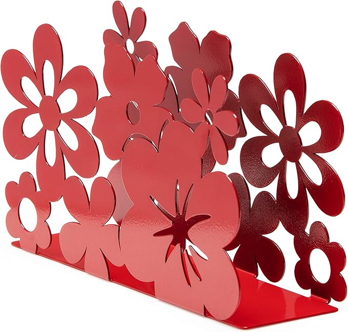 Mango Steam Tabletop Napkin/Tissue & Letter Holder For Home, Kitchen, Restaurants (Flower, Red)