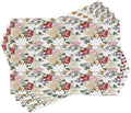 Ambesonne Shabby Flora Place Mats Set of 4, Summer Spring Season Buds Roses Lilacs Flowers Leaves Print, Washable Fabric Placemats for Dining Table, Standard Size, Pale Pink Cream