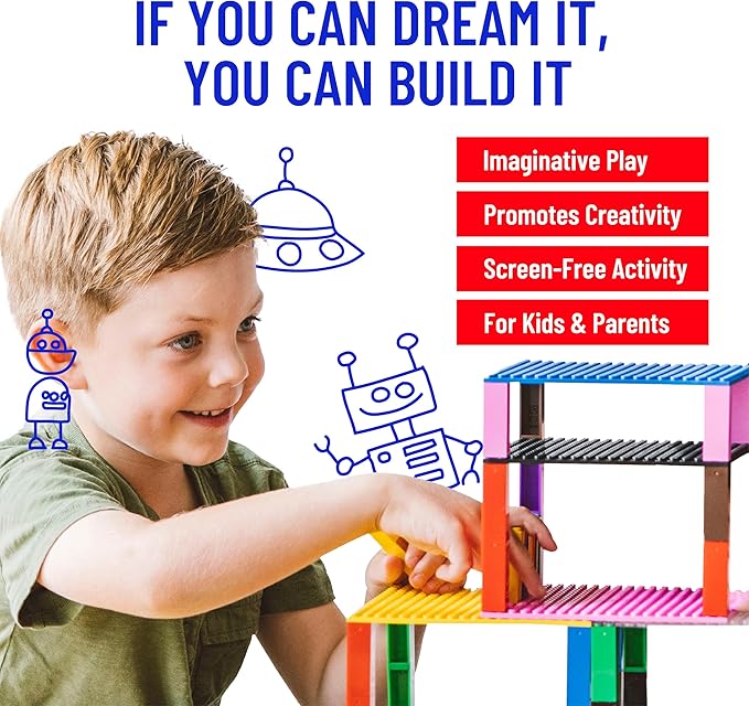 Strictly Briks Stackable Baseplates - 24 Pack 10"x10", 32x32 Studs, Compatible with Lego for Building City Scenes, Foundation, Displays Bricks on Play Table, Kids Easter Gift, Rainbow