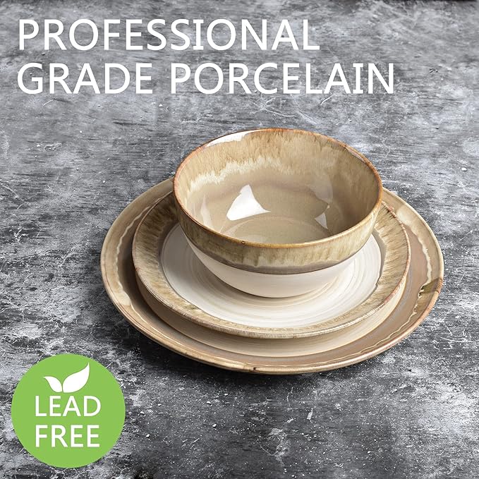 Bosmarlin Stoneware Soup Bowl Set of 4, 26 Oz, Cereal Bowl for Oatmeal, Dishwasher and Microwave Safe, Reactive Glaze (Brown Grey, 6 in)