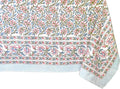 ATOSII Kalina 100% Cotton Rectangle Tablecloth, Handblock Print Floral Table Cloth for Kitchen Dining Linen I Weddings Outdoors Easter Spring Summer I 72 X 140 Inches I 12 Seater