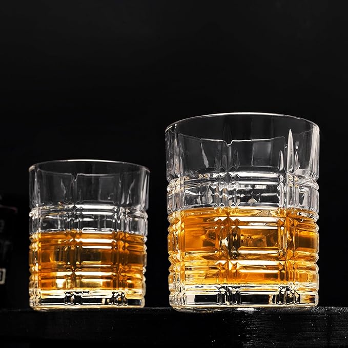 KANARS Whiskey Glasses Set of 2, 10 Oz Crystal Old Fashioned Cocktail Glass in Gift Box, Rock Barware for Scotch Whisky Cognac, Bourbon, Gift for Father's Day Christmas