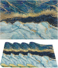 Marble Linen Placemats Set of 4, 12x17 Inch Modern Abstract Foil Texture White Blue Gold Marble Table Mats Washable Fabric Place for Party Kitchen Wedding Dining Banquets Decor
