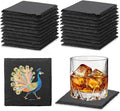 24 PCS Slate Coasters Black Square 4 Inch Bulk Rock, Blank Laser Engraving, Scratch Resistant Bottom, Home Office Kitchen Gift Wedding Bar Party