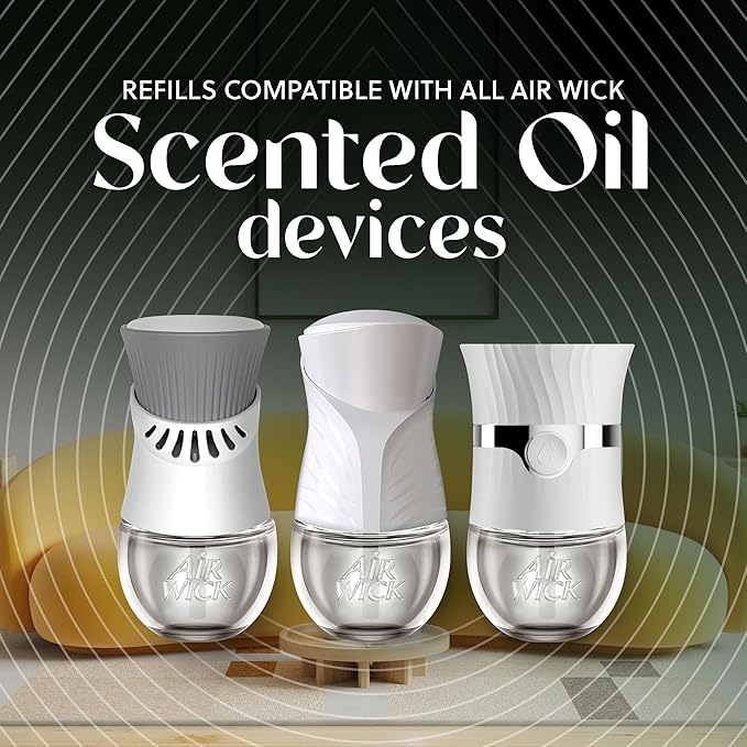 Air Wick Vibrant Plug In Scented Oil Refill, Infused with Essential Oils, Plug In Air Fresheners for Home, Sweet Vanilla & Shea Butter, 5 ct